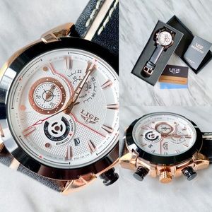 Mens Watch for Him Gold Racing Stripe